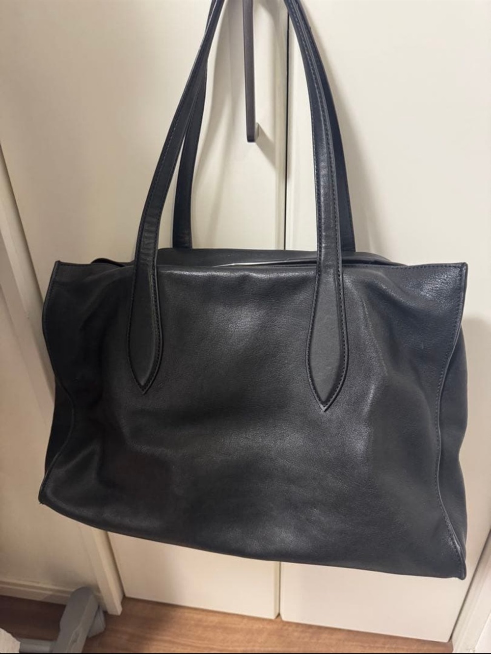 Massimo Dutti Nappa Leather MD ICON Maxi Tote Bag, Black
